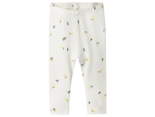 Hvide leggings med blå og gule blomster fra Name It 13241107 cloud dancer